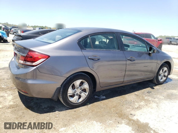 2015 Honda Civic Sedan LX with VIN 19XFB2F58FE017695, listed as a Copart auction lot 53113215 with 46,725 mi miles and Salvage Title. Bid and sale history available at carsss.com. Image 3.