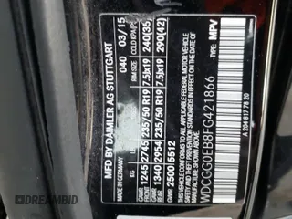 2015 Mercedes-Benz GLK 250 with VIN WDCGG0EB8FG421866, listed as a Copart auction lot 41180734 with 110,026 mi miles and . Bid and sale history available at DreamBid. Image 13.