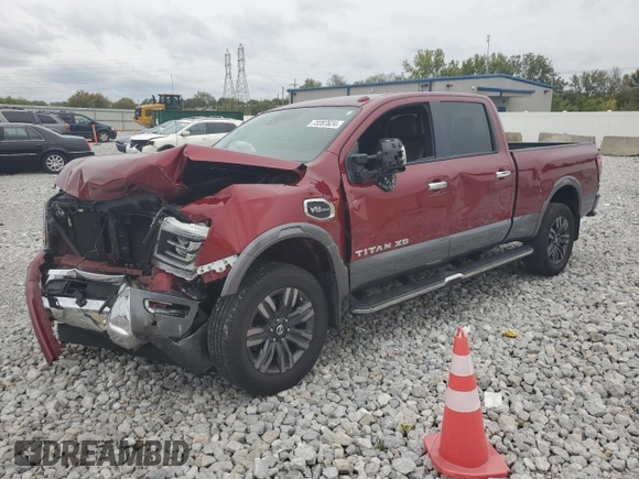 2020 Nissan Titan XD Platinum Reserve with VIN 1N6AA1FB1LN507719, listed as a Copart auction lot 73287624 with 52,892 mi miles and Salvage Title. Bid and sale history available at carsss.com. Image 1.