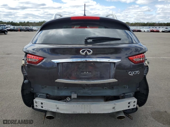 2017 Infiniti QX70 with VIN JN8CS1MU4HM142452, listed as a Copart auction lot 53064715 with 55,181 mi miles and Salvage Title. Bid and sale history available at carsss.com. Image 6.