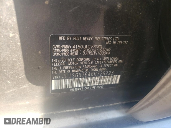 2008 Subaru Forester X L.L. Bean с VIN JF1SG67648H726223, выставлен на аукционе Copart как лот 77242124 с пробегом 212 780 миль миль и На запчасти • Non repairable. История ставок и продаж доступна на DreamBid. Изображение 13.