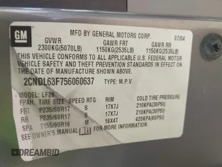 2005 Chevrolet Equinox LT with VIN 2CNDL63F756060637, listed as a IAAI auction lot 41718994 with 158,291 mi miles. Bid and sale history available at carsss.com. Image 9.
