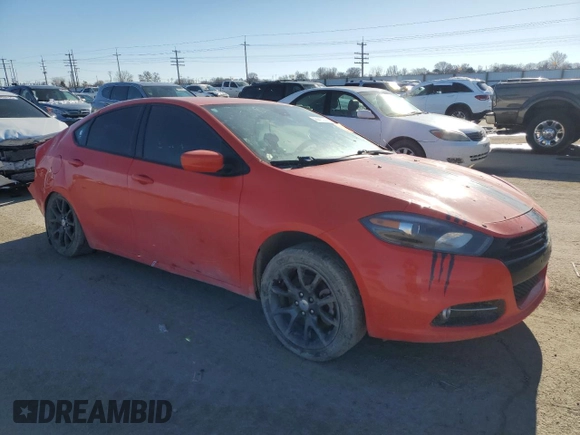 2016 Dodge Dart SXT Sport with VIN 1C3CDFFA1GD822527, listed as a Copart auction lot 44443235 with Not Provided miles and Salvage Title. Bid and sale history available at DreamBid. Image 4.