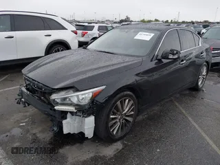 2021 Infiniti Q50 3.0t LUXE with VIN JN1EV7BP7MM705096, listed as a IAAI auction lot 41755035 with 92,476 mi miles. Bid and sale history available at carsss.com. Image 2.