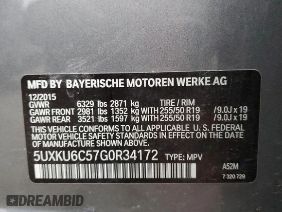 2016 BMW X6 xDrive50i with VIN 5UXKU6C57G0R34172, listed as a Copart auction lot 80620823 with 139,163 mi miles. Bid and sale history available at carsss.com. Image 15.
