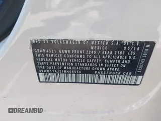 2015 Volkswagen Jetta SE с VIN 3VWD17AJ2FM406556, выставлен на аукционе IAAI как лот 42676945 с пробегом 153 903 миль миль и . История ставок и продаж доступна на DreamBid. Изображение 9.