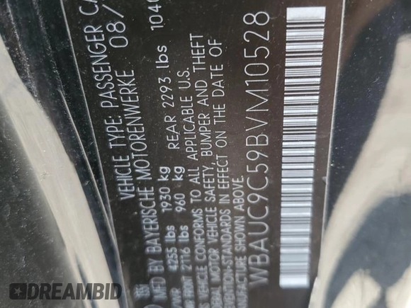 2011 BMW 1 Series 135i with VIN WBAUC9C59BVM10528, listed as a Copart auction lot 61499025 with 160,557 mi miles and Salvage title. Bid and sale history available at DreamBid. Image 12.