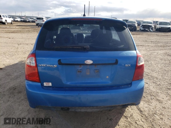 2007 Kia Spectra with VIN KNAFE161475002250, listed as a Copart auction lot 42347305 with 169,351 mi miles and Salvage Title. Bid and sale history available at carsss.com. Image 6.