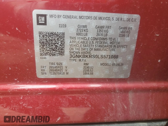2020 Chevrolet Blazer RS z VIN 3GNKBKRS0LS571088, wystawiony jako Copart lot #54438135 z przebiegiem 28 124 mil mil oraz Szkoda całkowita • Salvage title. Historia ofert i sprzedaży dostępna na DreamBid. Obrazek 13.