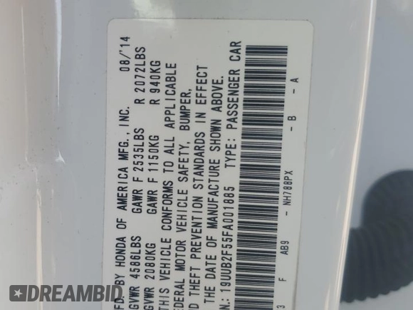 2015 Acura TLX Technology with VIN 19UUB2F55FA001885, listed as a Copart auction lot 61438755 with 117,800 mi miles and Salvage title. Bid and sale history available at DreamBid. Image 12.