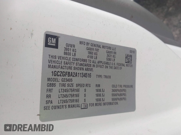 2010 Chevrolet Express Cargo z VIN 1GCZGFBA2A1134516, wystawiony jako IAAI lot #42384678 z przebiegiem 165 951 mil mil oraz . Historia ofert i sprzedaży dostępna na DreamBid. Obrazek 8.