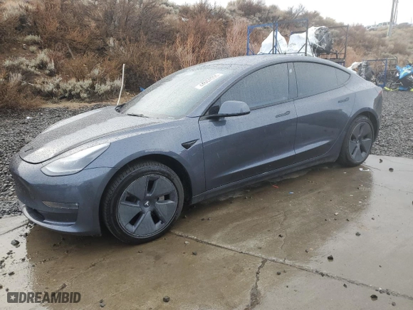 2022 Tesla Model 3 Long Range with VIN 5YJ3E1EB3NF299331, listed as a Copart auction lot 44004355 with 56,662 mi miles and Salvage Title. Bid and sale history available at carsss.com. Image 1.