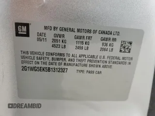 2011 Chevrolet Impala LT Fleet with VIN 2G1WG5EK5B1312327, listed as a Copart auction lot 50802345 with 222,959 mi miles and Salvage title. Bid and sale history available at DreamBid. Image 14.
