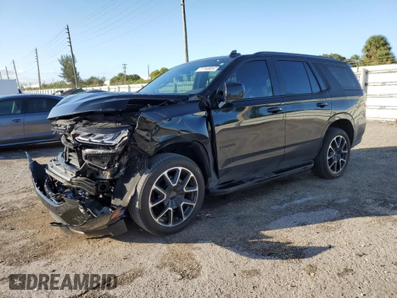 2023 Chevrolet Tahoe RST with VIN 1GNSCRKDXPR483465, listed as a Copart auction lot 77744604 with 11,078 mi miles and Salvage title. Bid and sale history available at DreamBid. Image 1.