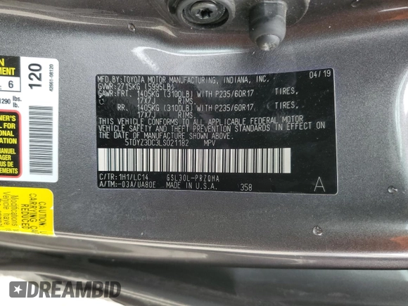 2020 Toyota Sienna XLE Auto Access Seat с VIN 5TDYZ3DC3LS021182, выставлен на аукционе Copart как лот 51229705 с пробегом 102 191 миль миль и Списание • Salvage title. История ставок и продаж доступна на DreamBid. Изображение 16.