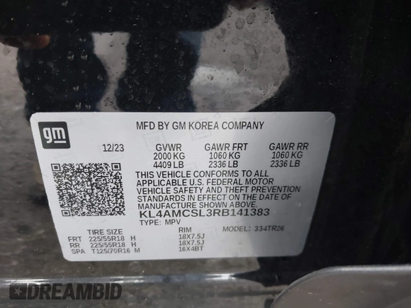 2024 Buick Encore GX Preferred z VIN KL4AMCSL3RB141383, wystawiony jako IAAI lot #42296144 z przebiegiem 9 483 mil mil oraz . Historia ofert i sprzedaży dostępna na DreamBid. Obrazek 9.