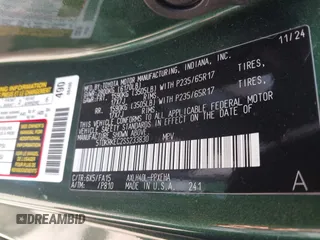 2025 Toyota Sienna LE z VIN 5TDKRKEC2SS233830, wystawiony jako IAAI lot #42012062 z przebiegiem 2 451 mil mil oraz . Historia ofert i sprzedaży dostępna na DreamBid. Obrazek 9.