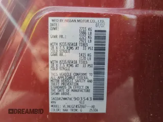 2017 Nissan Pathfinder SL with VIN 5N1DR2MM7HC903543, listed as a Copart auction lot 54756485 with 127,723 mi miles and Clean Title. Bid and sale history available at carsss.com. Image 13.
