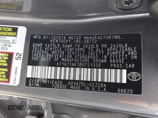 2023 Toyota Camry SE with VIN 4T1G11AK3PU721350, listed as a IAAI auction lot 41835561 with 102,237 mi miles and . Bid and sale history available at DreamBid. Image 9.