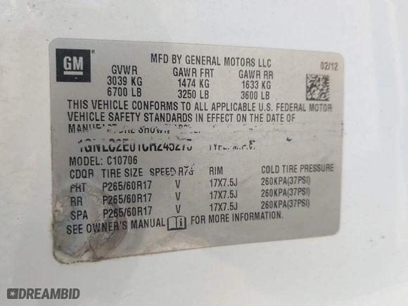 2012 Chevrolet Tahoe Commercial with VIN 1GNLC2E01CR245275, listed as a IAAI auction lot 41069908 with 188,179 mi miles. Bid and sale history available at carsss.com. Image 9.