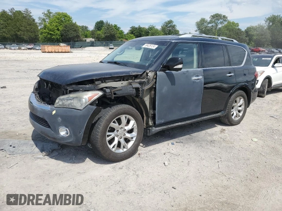 2012 Infiniti QX56 7-passenger with VIN JN8AZ2NE6C9021479, listed as a Copart auction lot 58426124 with 204,710 mi miles and Clean Title. Bid and sale history available at carsss.com. Image 1.