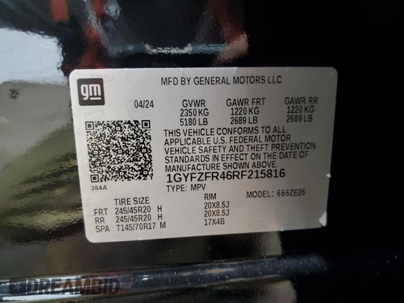 2024 Cadillac XT4 AWD Sport with VIN 1GYFZFR46RF215816, listed as a Copart auction lot 70639624 with 381 mi miles and Salvage title. Bid and sale history available at DreamBid. Image 13.