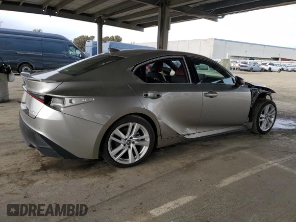 2021 Lexus IS with VIN JTHCA1D21M5115872, listed as a Copart auction lot 49618245 with 33,417 mi miles and Salvage Title. Bid and sale history available at carsss.com. Image 3.