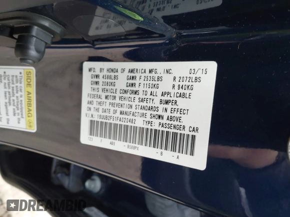 2015 Acura TLX V6 Tech with VIN 19UUB2F51FA020482, listed as a IAAI auction lot 41659296 with 71,434 mi miles. Bid and sale history available at carsss.com. Image 9.