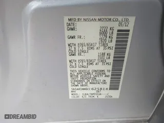 2012 Nissan Pathfinder LE with VIN 5N1AR1NN6CC625814, listed as a IAAI auction lot 41359272 with 174,657 mi miles. Bid and sale history available at carsss.com. Image 9.