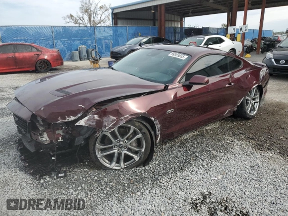 2018 Ford Mustang GT with VIN 1FA6P8CF7J5107285, listed as a Copart auction lot 89355655 with 35,463 mi miles and Salvage Title. Bid and sale history available at carsss.com. Image 1.