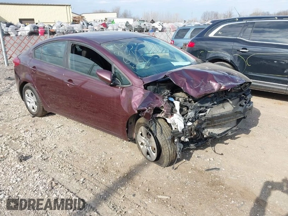 2017 Kia Forte LX with VIN 3KPFK4A75HE106261, listed as a IAAI auction lot 41830740 with 133,153 mi miles. Bid and sale history available at carsss.com. Image 1.