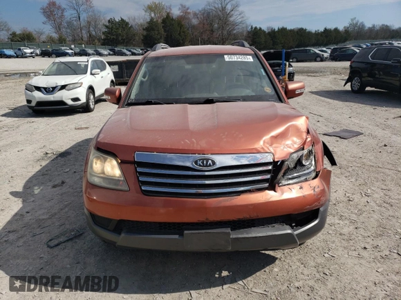2009 Kia Borrego EX with VIN KNDJH741995016934, listed as a Copart auction lot 50734285 with 190,800 mi miles and Salvage Title. Bid and sale history available at DreamBid. Image 5.