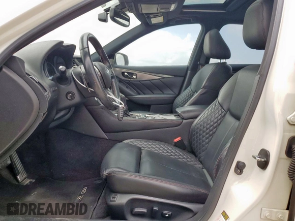 2018 Infiniti Q50 Red Sport 400 with VIN JN1FV7AP4JM460467, listed as a Copart auction lot 57075525 with 182,405 mi miles and Salvage title. Bid and sale history available at DreamBid. Image 7.