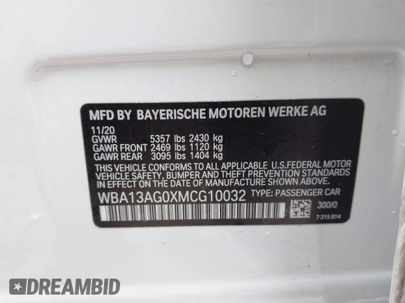 2021 BMW 5 Series 530e with VIN WBA13AG0XMCG10032, listed as a IAAI auction lot 41788724 with 29,693 mi miles and . Bid and sale history available at carsss.com. Image 9.