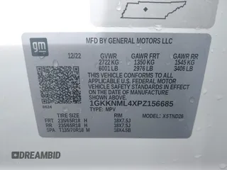 2023 GMC Acadia SLT with VIN 1GKKNML4XPZ156685, listed as a IAAI auction lot 42231988 with 61,094 mi miles and . Bid and sale history available at DreamBid. Image 9.