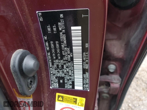 2018 Toyota Highlander Limited z VIN 5TDDZRFH4JS875072, wystawiony jako Copart lot #88634365 z przebiegiem Nie podano mil oraz Szkoda całkowita • Salvage title. Historia ofert i sprzedaży dostępna na DreamBid. Obrazek 13.