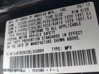 2014 Acura RDX with VIN 5J8TB3H33EL008964, listed as a IAAI auction lot 40826147 with 92,309 mi miles. Bid and sale history available at carsss.com. Image 9.