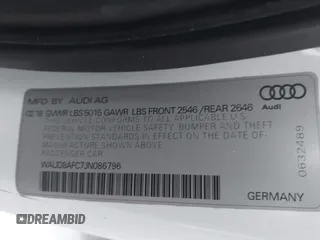 2018 Audi A6 Premium Plus z VIN WAUD8AFC7JN086796, wystawiony jako IAAI lot #42202071 z przebiegiem Nie podano mil oraz . Historia ofert i sprzedaży dostępna na DreamBid. Obrazek 9.