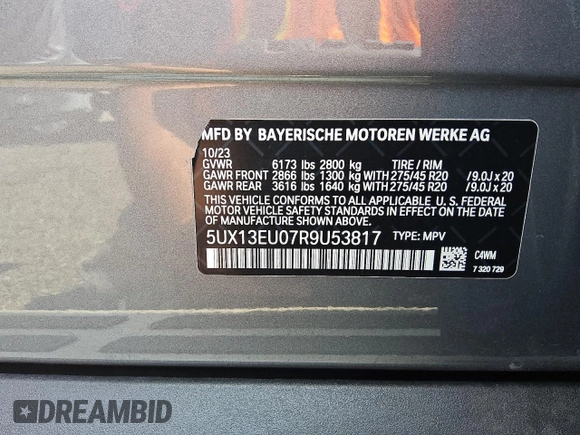 2024 BMW X5 sDrive40i z VIN 5UX13EU07R9U53817, wystawiony jako Copart lot #55535065 z przebiegiem 30 806 mil mil oraz Czysty tytuł • Clean title. Historia ofert i sprzedaży dostępna na DreamBid. Obrazek 13.