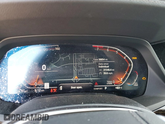 2020 BMW X5 xDrive40i with VIN 5UXCR6C08LLL83222, listed as a Copart auction lot 58377955 with 38,854 mi miles and Salvage title. Bid and sale history available at DreamBid. Image 9.