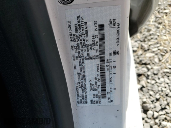 2015 Ford Fiesta SE with VIN 3FADP4BJ2FM171791, listed as a Copart auction lot 51469545 with 10,901 mi miles and Salvage Title. Bid and sale history available at DreamBid. Image 14.