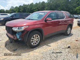 2018 Chevrolet Traverse LT Cloth z VIN 1GNERGKW8JJ160684, wystawiony jako Copart lot #59788605 z przebiegiem 80 917 mil mil oraz Szkoda całkowita • Salvage title. Historia ofert i sprzedaży dostępna na DreamBid. Obrazek 1.