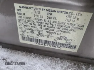 2007 Nissan Maxima 3.5 SE with VIN 1N4BA41E27C806203, listed as a Copart auction lot 87500325 with 0 mi miles and Salvage Title. Bid and sale history available at carsss.com. Image 14.