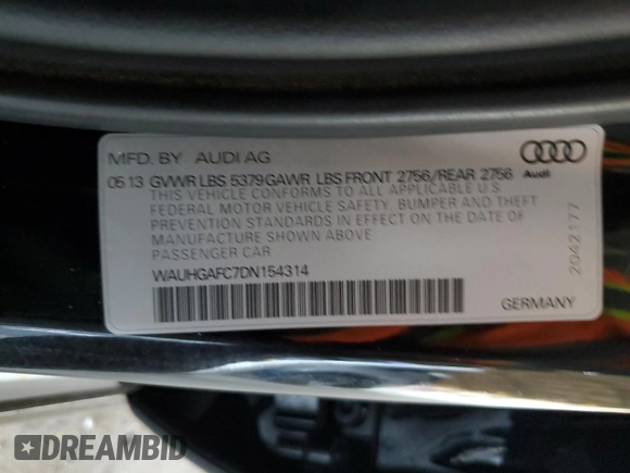 2013 Audi A6 Prestige z VIN WAUHGAFC7DN154314, wystawiony jako Copart lot #52947235 z przebiegiem 84 671 mil mil oraz Szkoda całkowita • Salvage title. Historia ofert i sprzedaży dostępna na DreamBid. Obrazek 12.