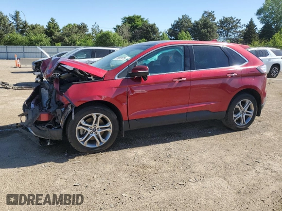 2015 Ford Edge Titanium z VIN 2FMTK3K80FBB76738, wystawiony jako Copart lot #56883875 z przebiegiem 66 197 mil mil oraz Szkoda całkowita • Salvage title. Historia ofert i sprzedaży dostępna na DreamBid. Obrazek 1.