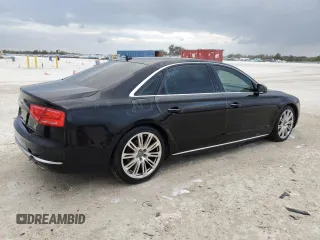 2014 Audi A8 3.0L TDI with VIN WAURMAFD8EN000802, listed as a Copart auction lot 41594755 with 131,171 mi miles and Salvage title. Bid and sale history available at DreamBid. Image 3.
