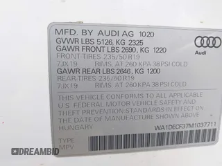 2021 Audi Q3 S line Premium with VIN WA1DECF37M1037711, listed as a IAAI auction lot 42096937 with 28,973 mi miles and . Bid and sale history available at DreamBid. Image 9.