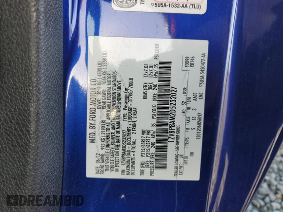 2013 Ford Mustang V6 with VIN 1ZVBP8AM2D5232027, listed as a Copart auction lot 49652665 with Not provided miles and Salvage title. Bid and sale history available at DreamBid. Image 12.