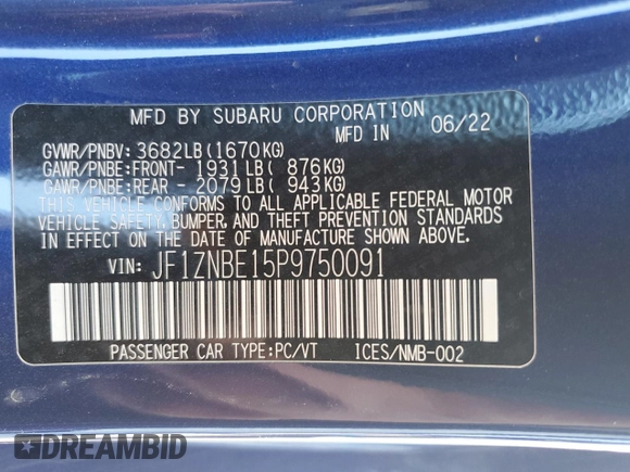 2023 Toyota GR86 Premium with VIN JF1ZNBE15P9750091, listed as a Copart auction lot 43124865 with 6,029 mi miles and Salvage Title. Bid and sale history available at carsss.com. Image 12.