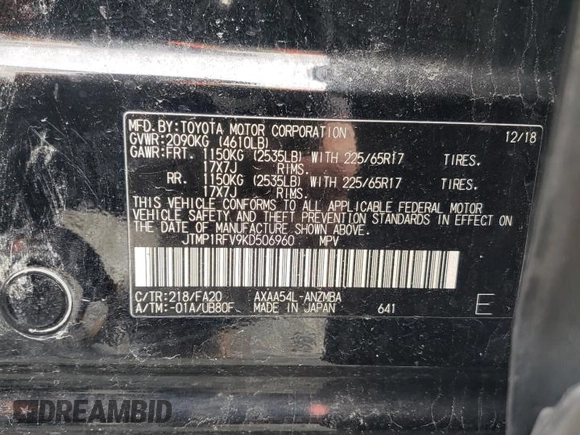 2019 Toyota RAV4 XLE with VIN JTMP1RFV9KD506960, listed as a Copart auction lot 50242025 with 102,157 mi miles and Salvage Title. Bid and sale history available at DreamBid. Image 16.